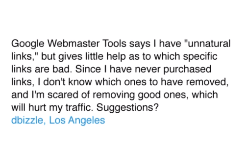 Google Webmaster Tools: Unnatural Links Question