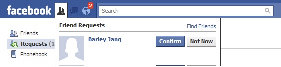 Facebook Friend Request from Barley Jang