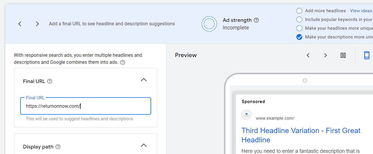 Responsive Search Ads Best Practices - Return On Now